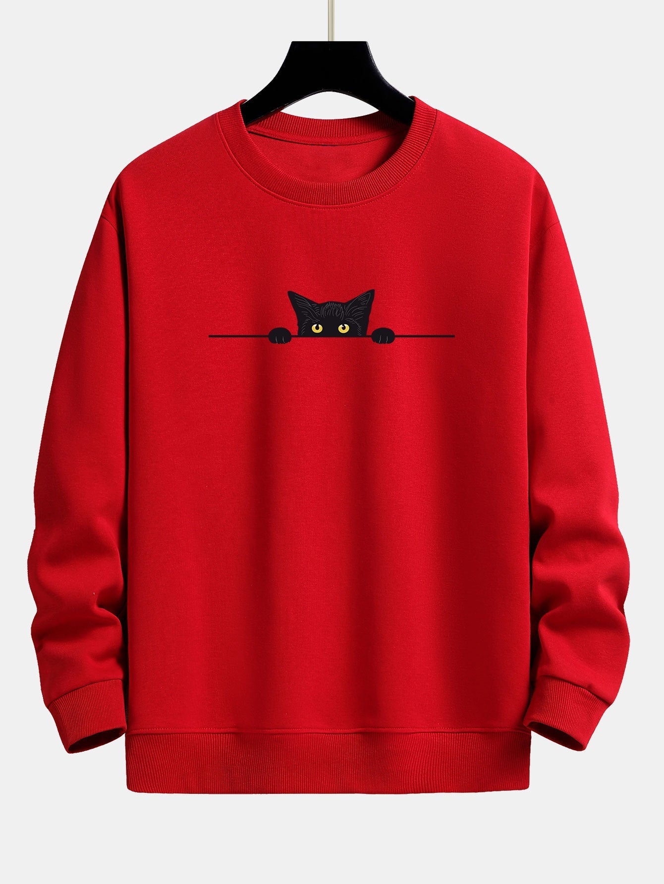 VARENO Black Cat Desenli Sweatshirt