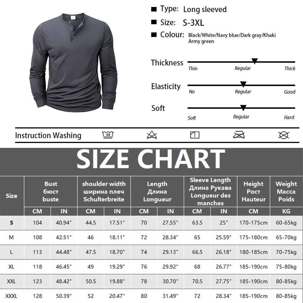 VARENO Uzun Kollu Henley T-shirt