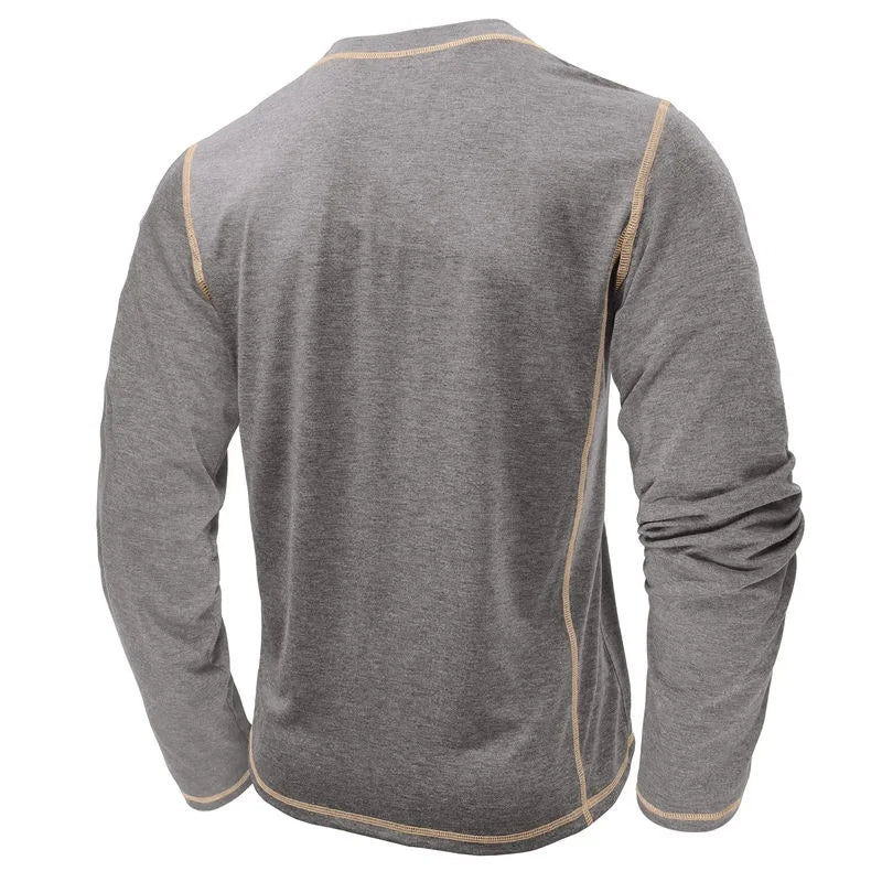 VARENO Henley Neck Uzun Kollu T-shirt