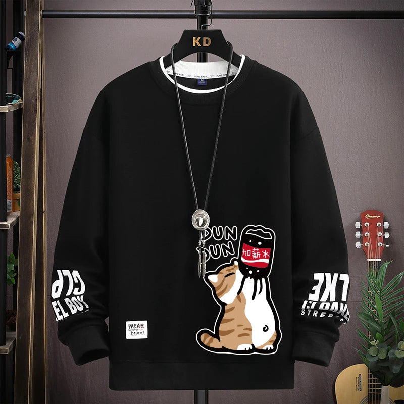 VARENO Kedi Desenli Oversize Sweatshirt