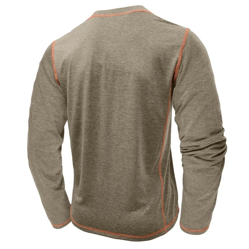 VARENO Henley Neck Uzun Kollu T-shirt