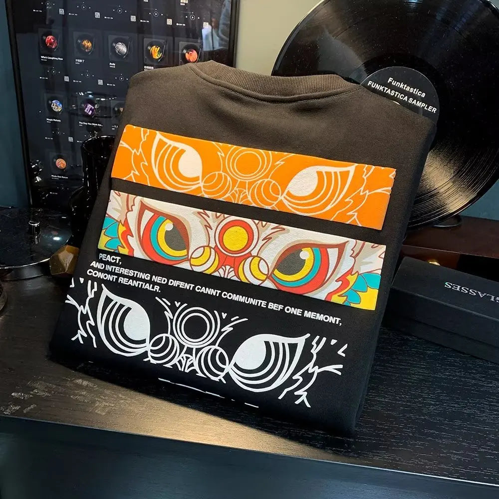 VARENO Japan Aslan Figür Baskılı Sweatshirt