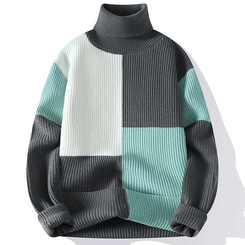 VARENO Patchwork Balıkçı Yaka Kazak