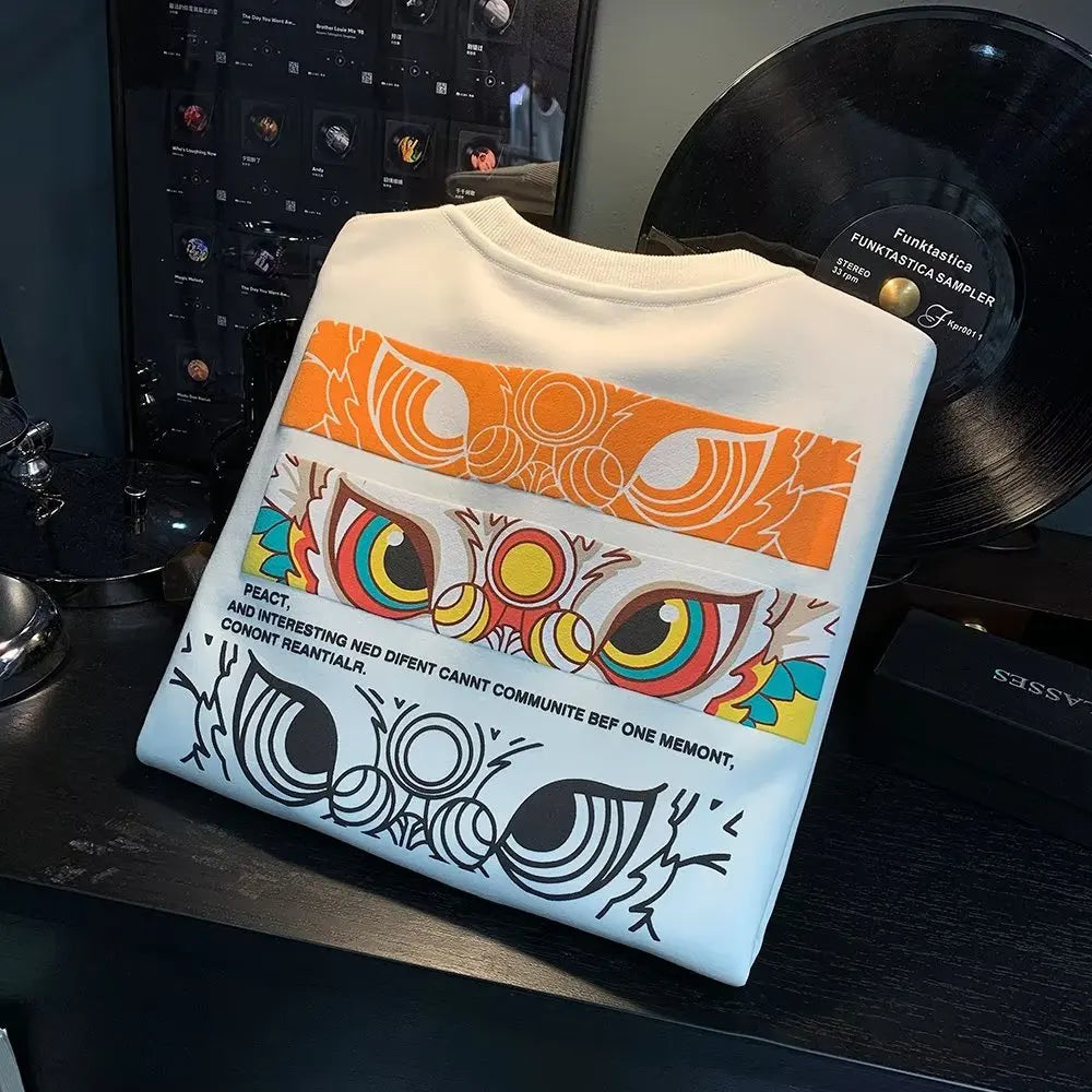 VARENO Japan Aslan Figür Baskılı Sweatshirt