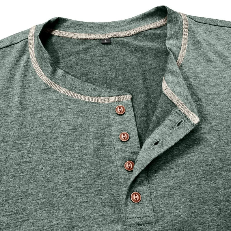 VARENO Henley Neck Uzun Kollu T-shirt