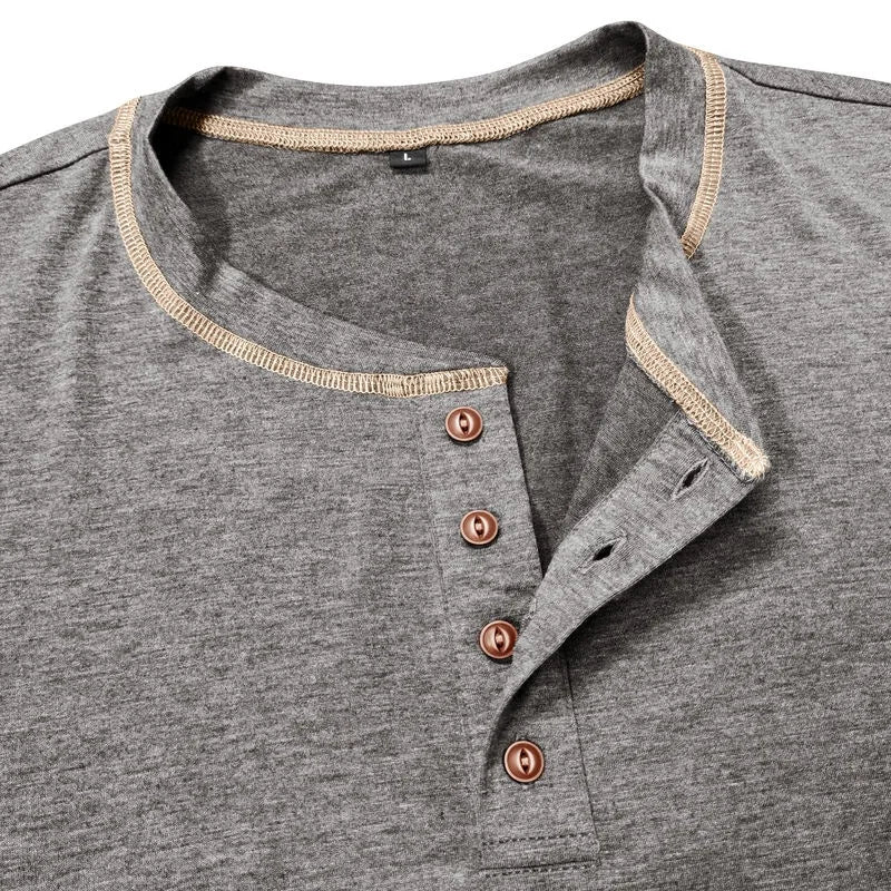 VARENO Henley Neck Uzun Kollu T-shirt
