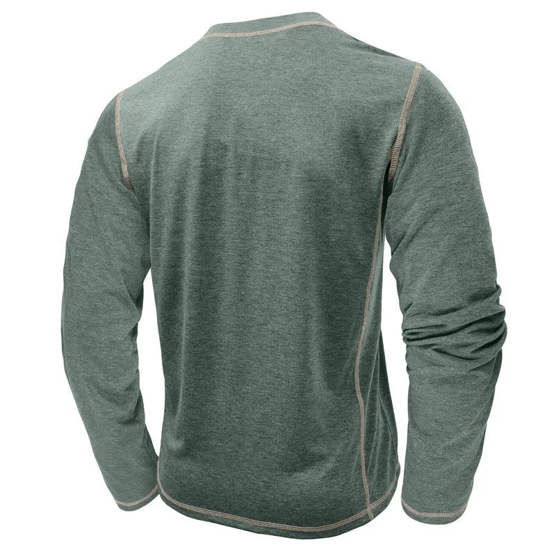 VARENO Henley Neck Uzun Kollu T-shirt
