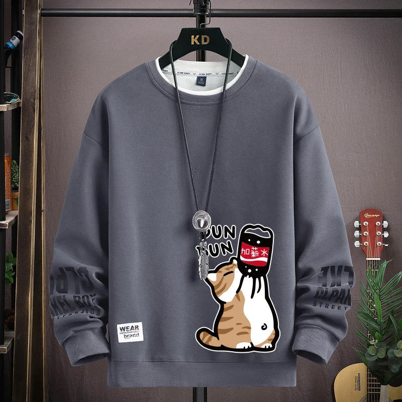 VARENO Kedi Desenli Oversize Sweatshirt