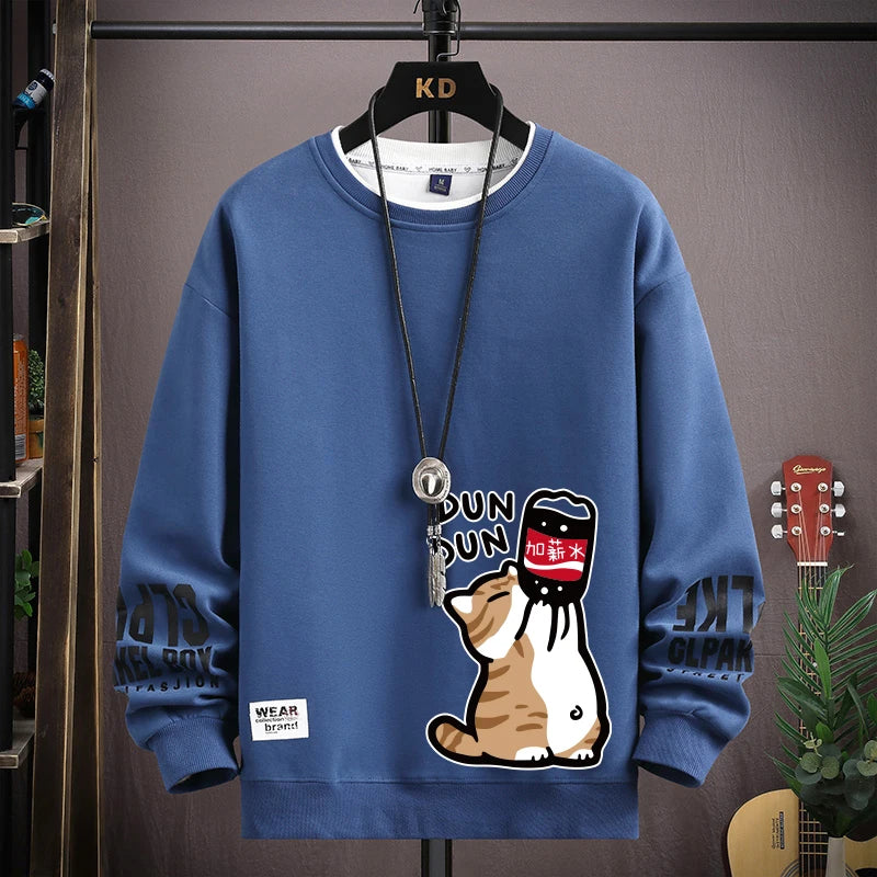 VARENO Kedi Desenli Oversize Sweatshirt