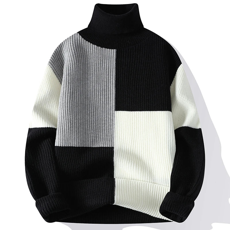 VARENO Patchwork Balıkçı Yaka Kazak