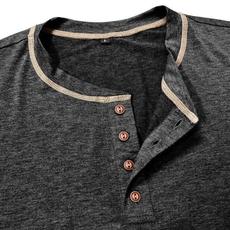 VARENO Henley Neck Uzun Kollu T-shirt