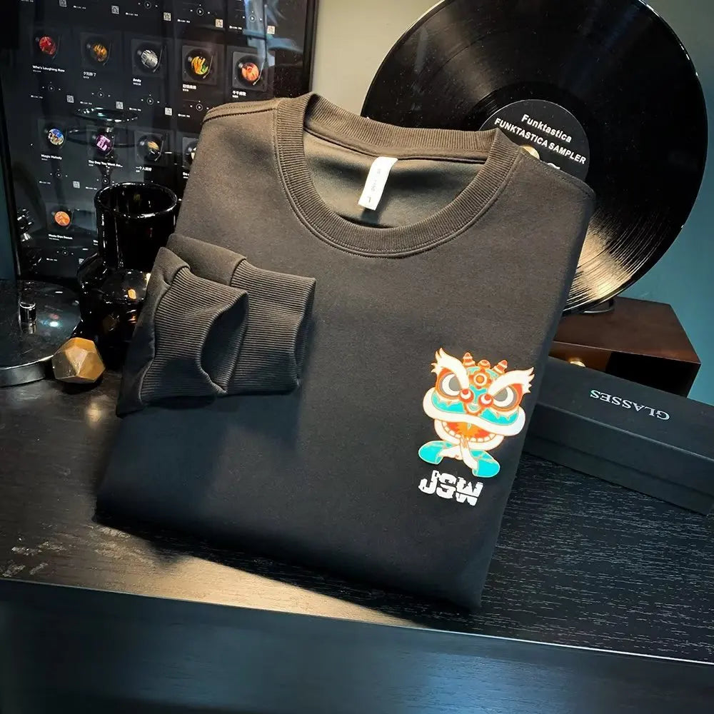 VARENO Japan Aslan Figür Baskılı Sweatshirt