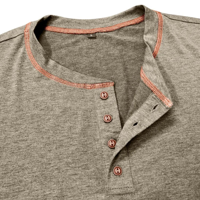 VARENO Henley Neck Uzun Kollu T-shirt