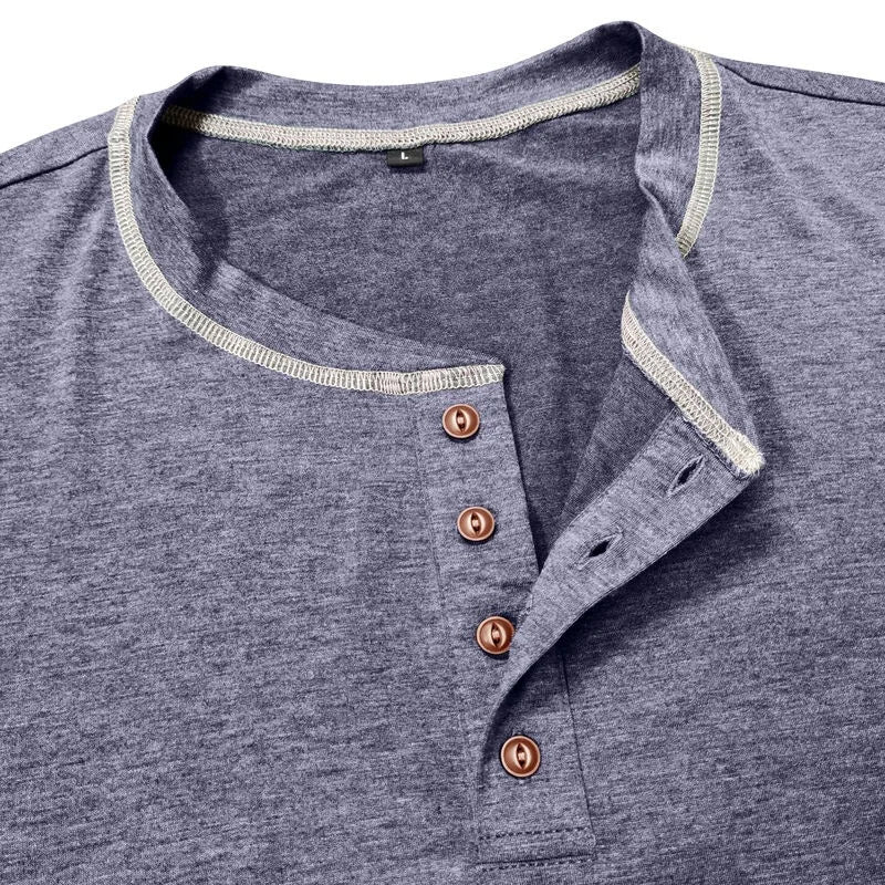 VARENO Henley Neck Uzun Kollu T-shirt