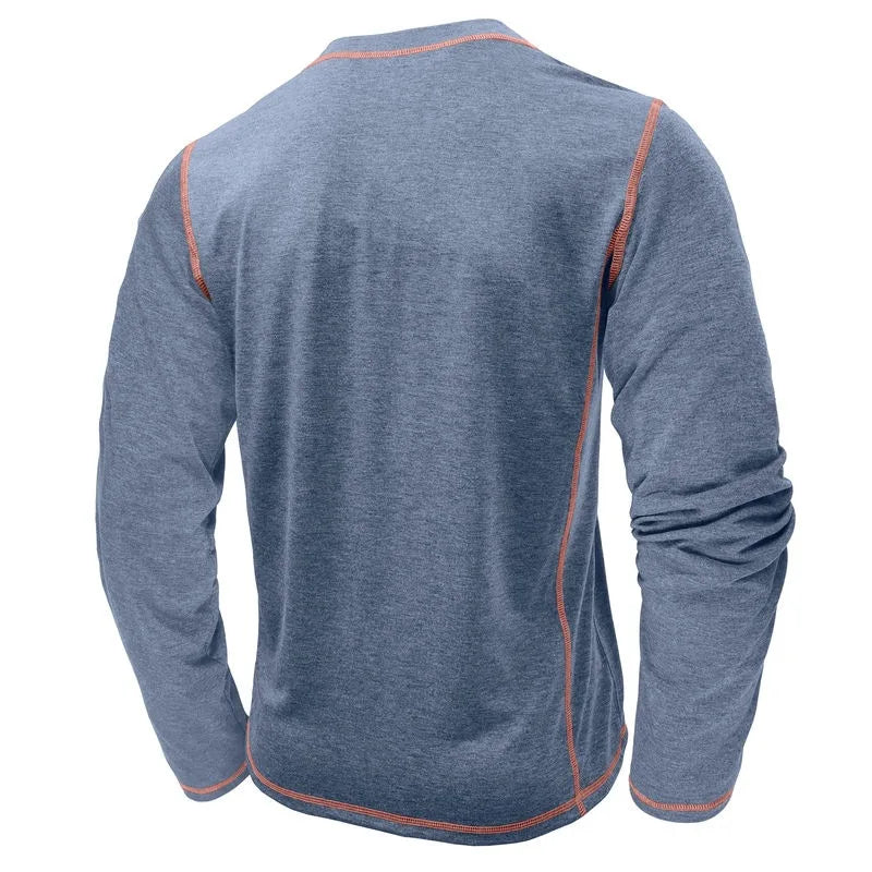 VARENO Henley Neck Uzun Kollu T-shirt
