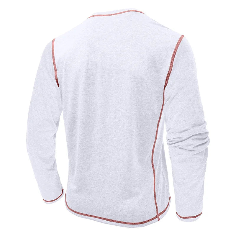 VARENO Henley Neck Uzun Kollu T-shirt