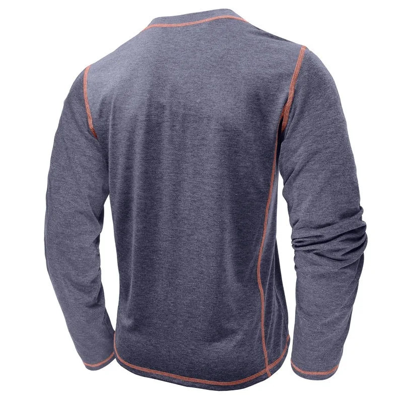 VARENO Henley Neck Uzun Kollu T-shirt