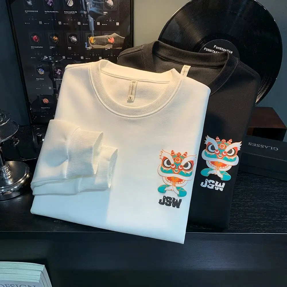 VARENO Japan Aslan Figür Baskılı Sweatshirt