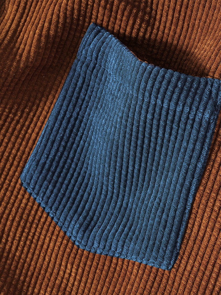 VARENO Corduroy Patchwork Gömlek