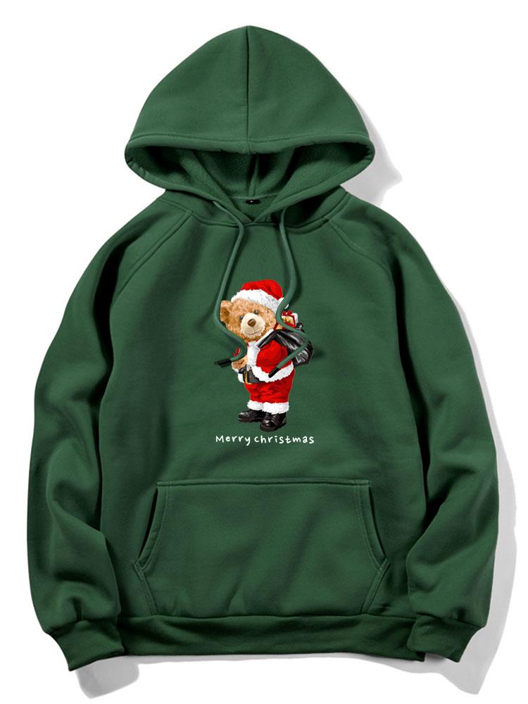 VARENO Christmas Bear Print Hoodie