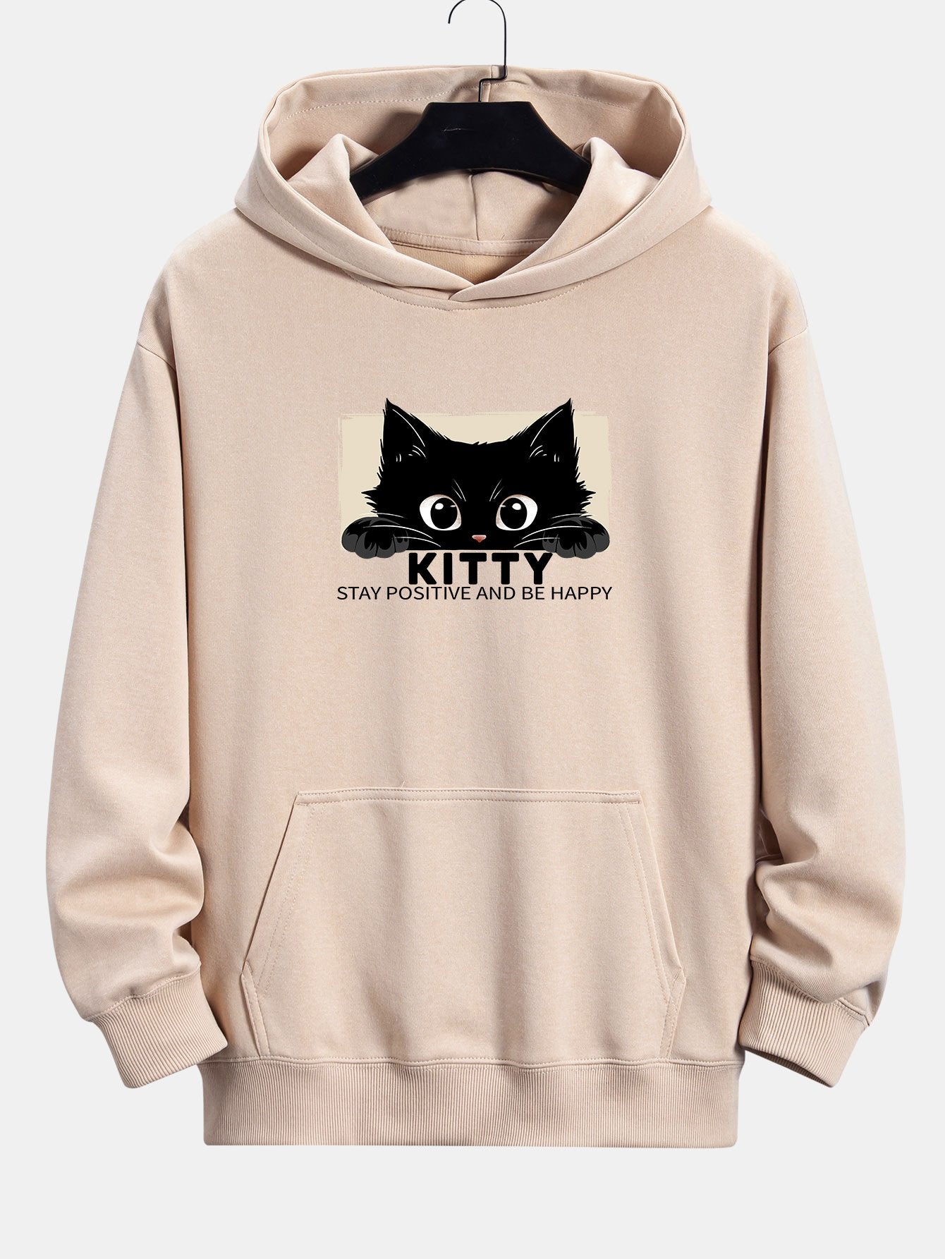 VARENO Black Cat Print Hoodie