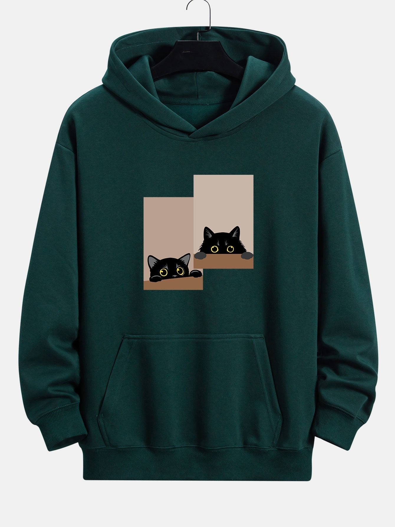 VARENO Black Cat Staring Hoodie