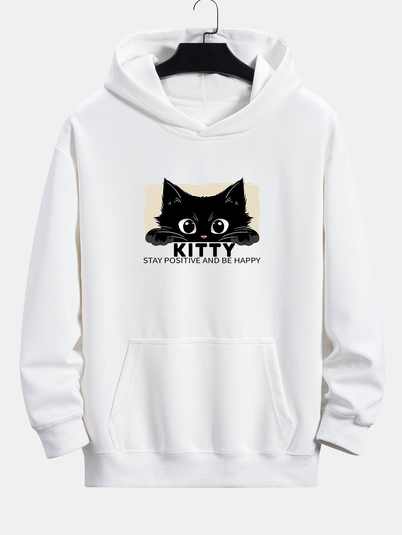 VARENO Black Cat Print Hoodie