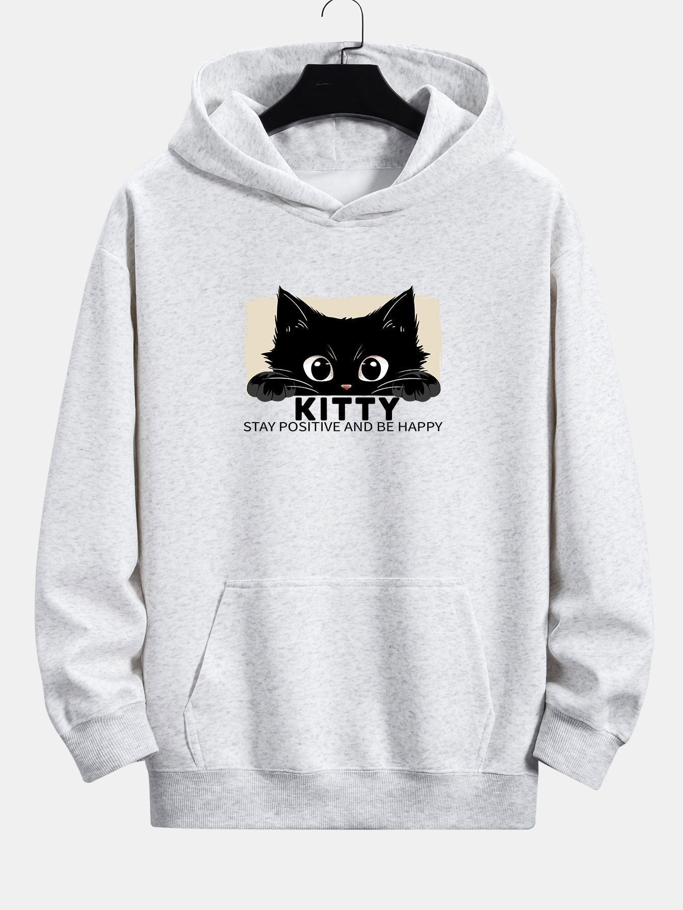 VARENO Black Cat Print Hoodie