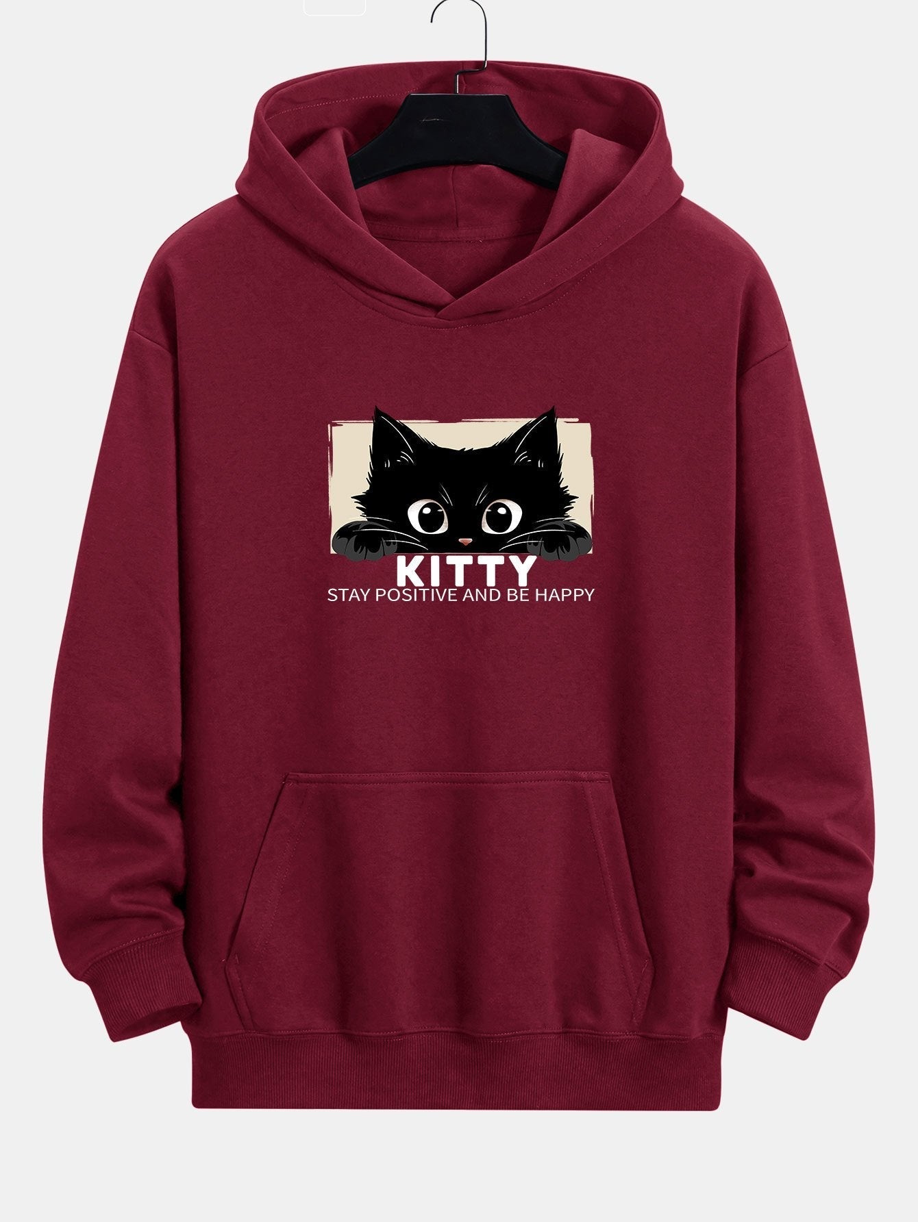VARENO Black Cat Print Hoodie
