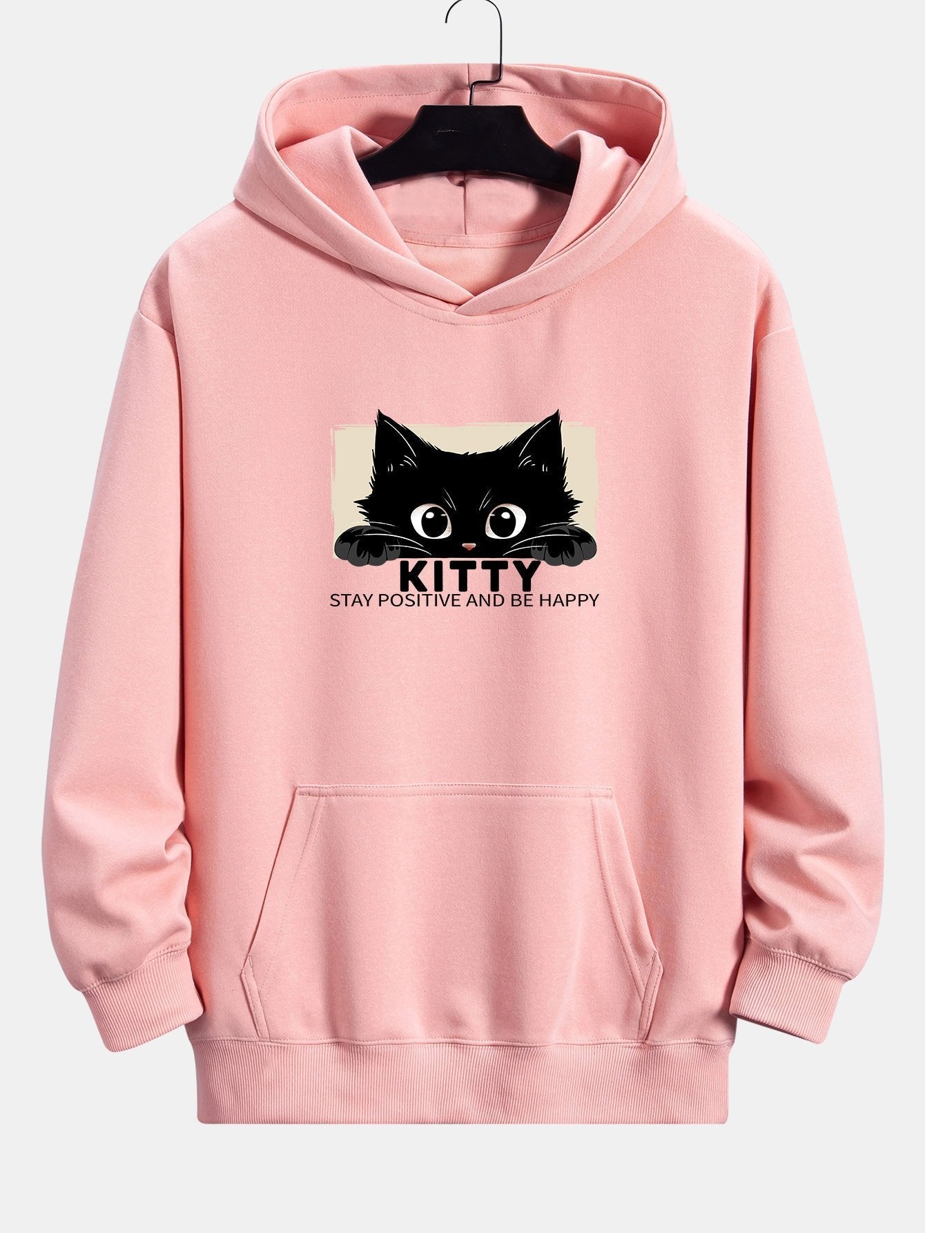 VARENO Black Cat Print Hoodie
