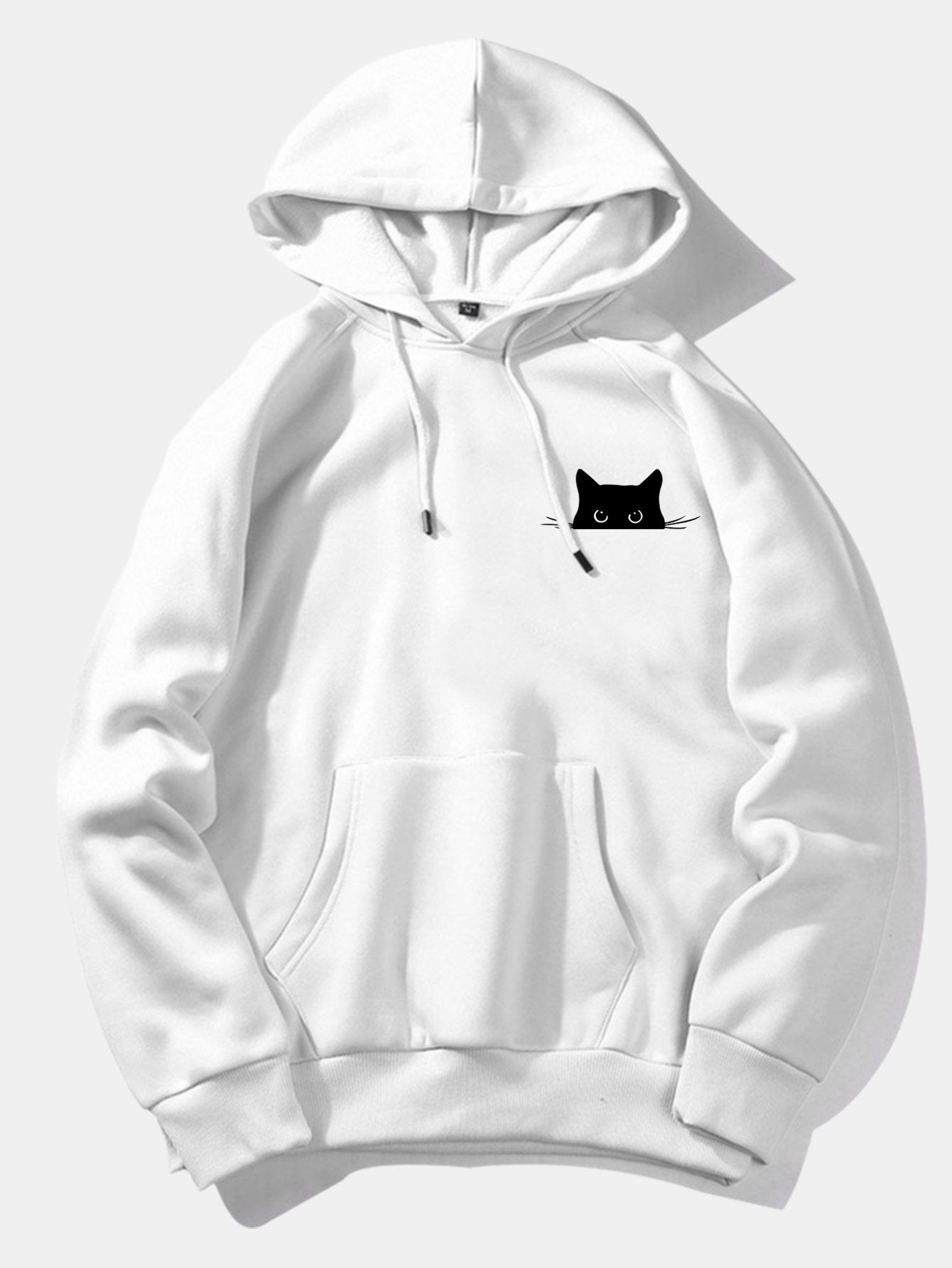 VARENO Black Cat Printed Hoodie