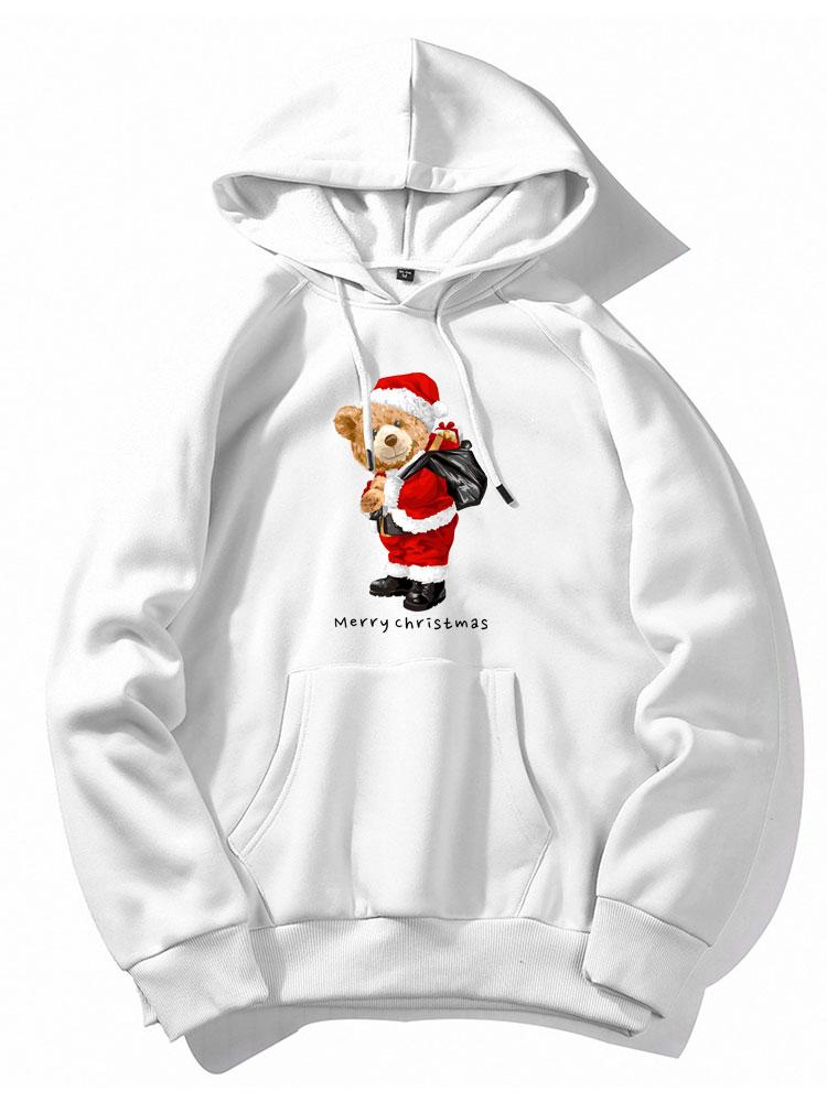 VARENO Christmas Bear Print Hoodie