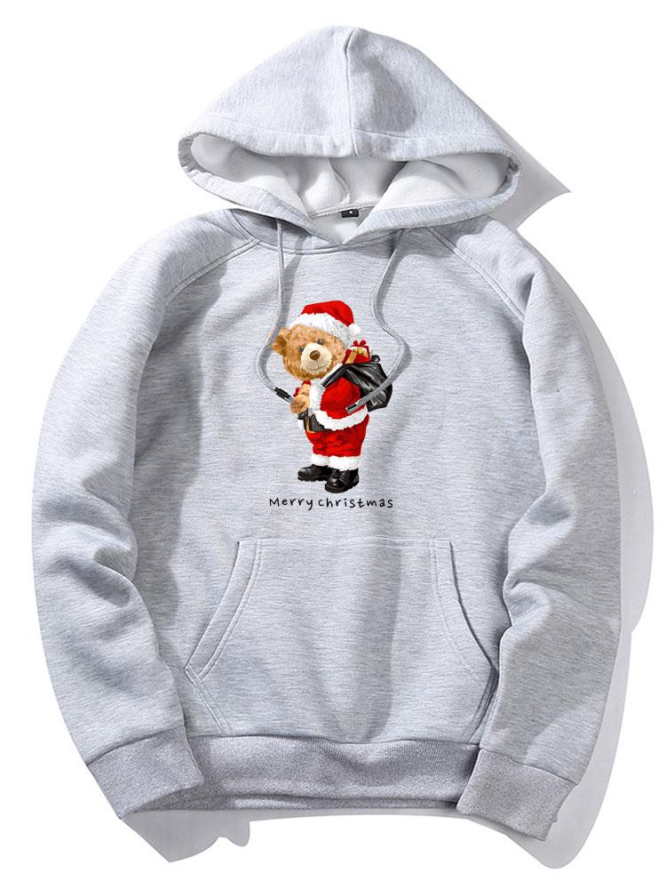 VARENO Christmas Bear Print Hoodie