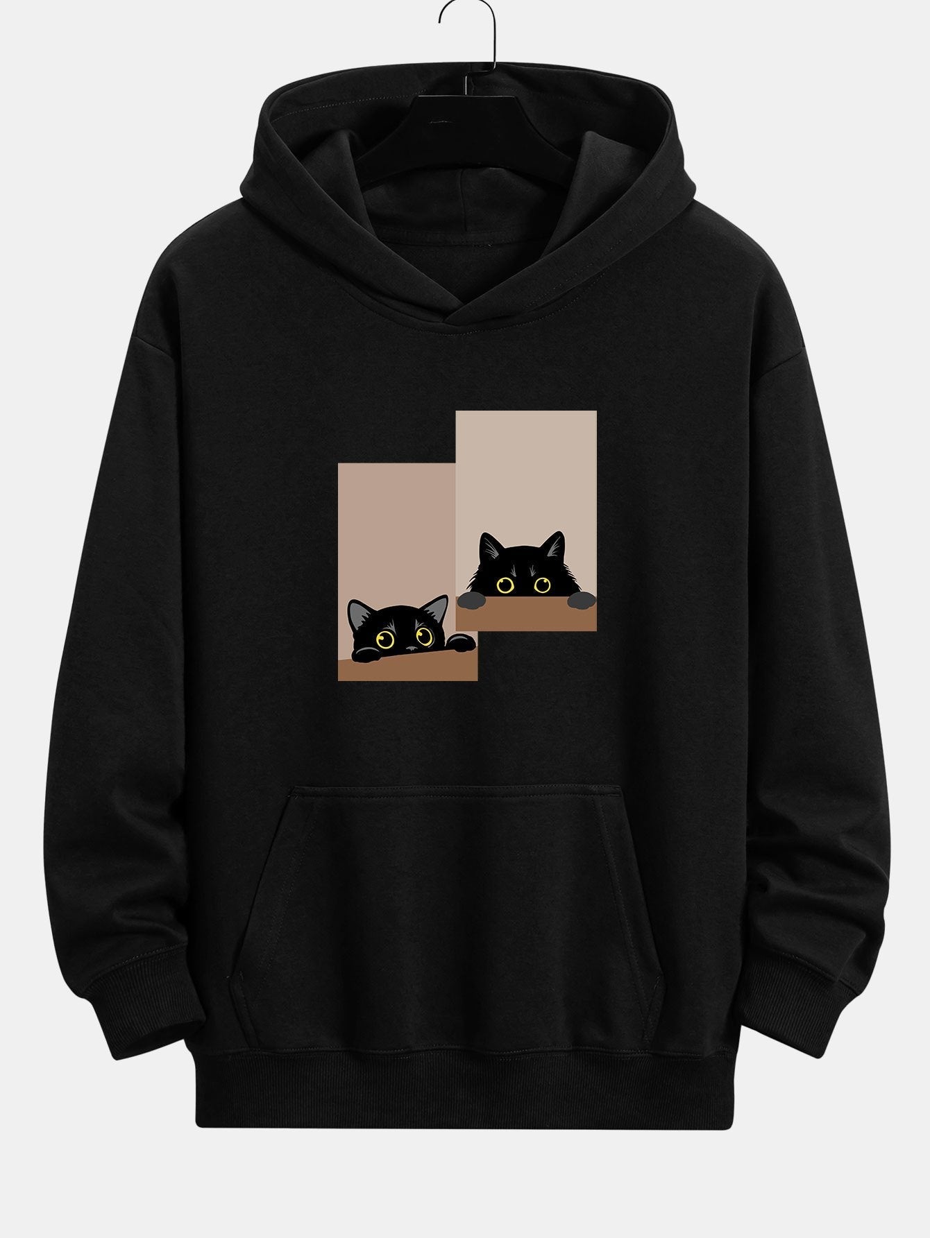 VARENO Black Cat Staring Hoodie