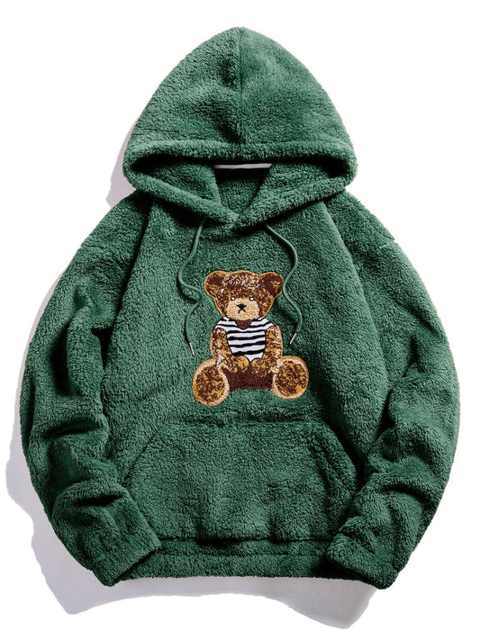 VARENO Bear Embroidered Hoodie