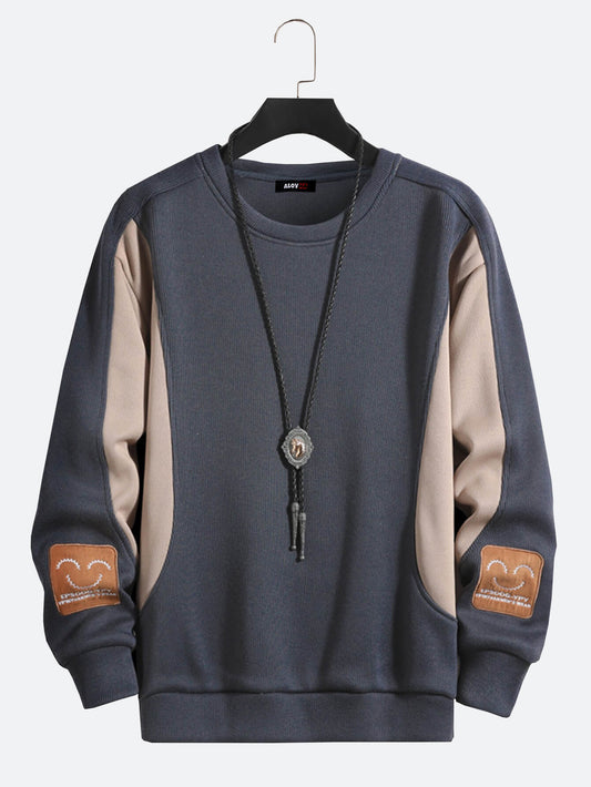 Street Cuff Smiley Pattern Long Sleeve Sweatshirt