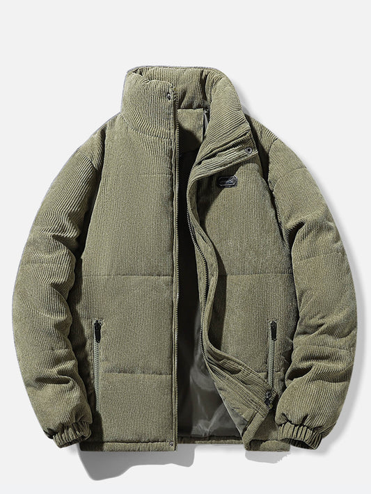 Kışlık Thickened Green Corduroy Puffer Padded