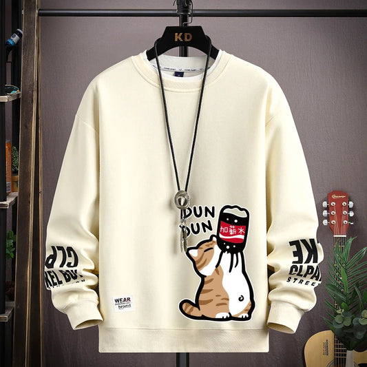 VARENO Kedi Desenli Oversize Sweatshirt