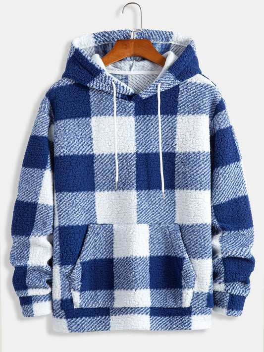 VARENO Plaid Pattern Hoodie