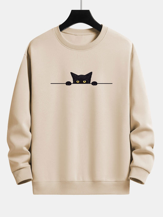 VARENO Black Cat Desenli Sweatshirt