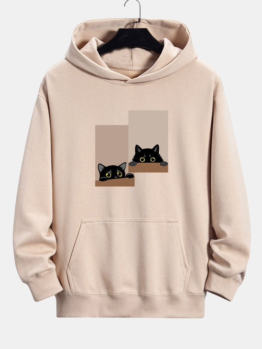 VARENO Black Cat Staring Hoodie