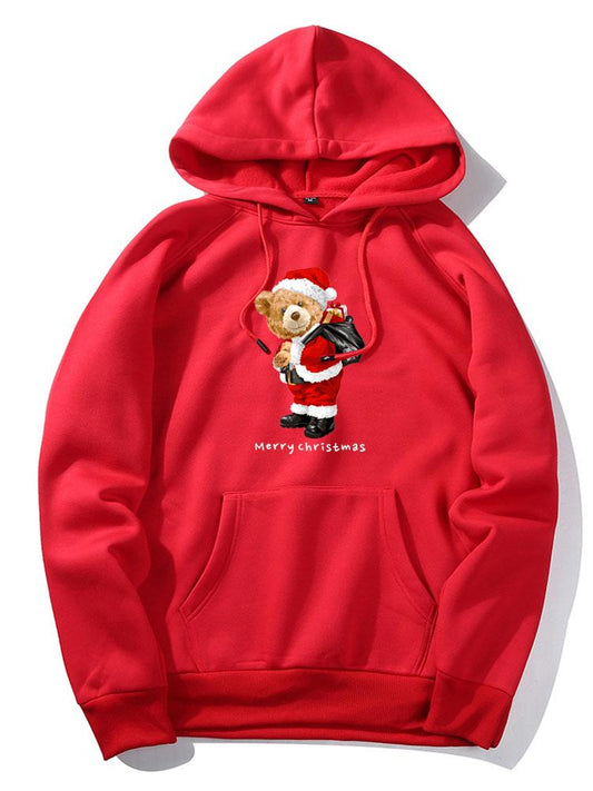 VARENO Christmas Bear Print Hoodie